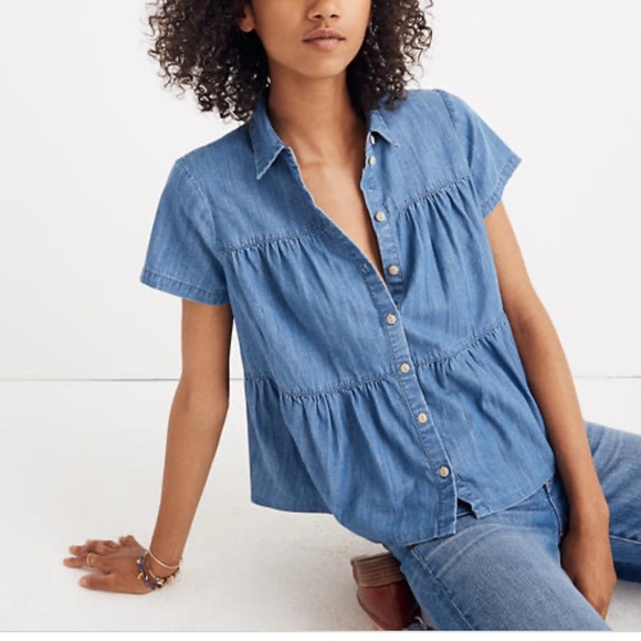 Madewell Tops - Madewell Denim Seamed Button-Down Shirt